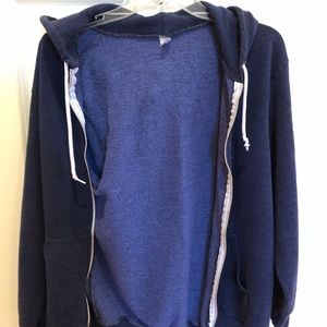 blue zip up hoodie